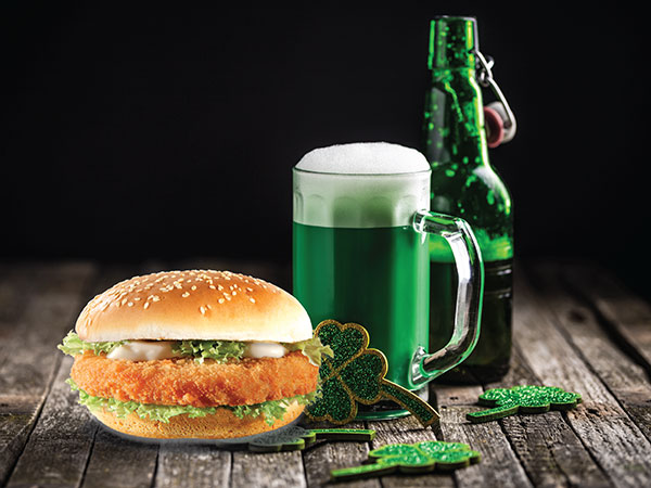 St. Patrick's Day Breaded chicken Fillet burger